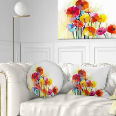 Designart 'Colorful Gerbera Flowers Watercolor' Floral Throw Pillow