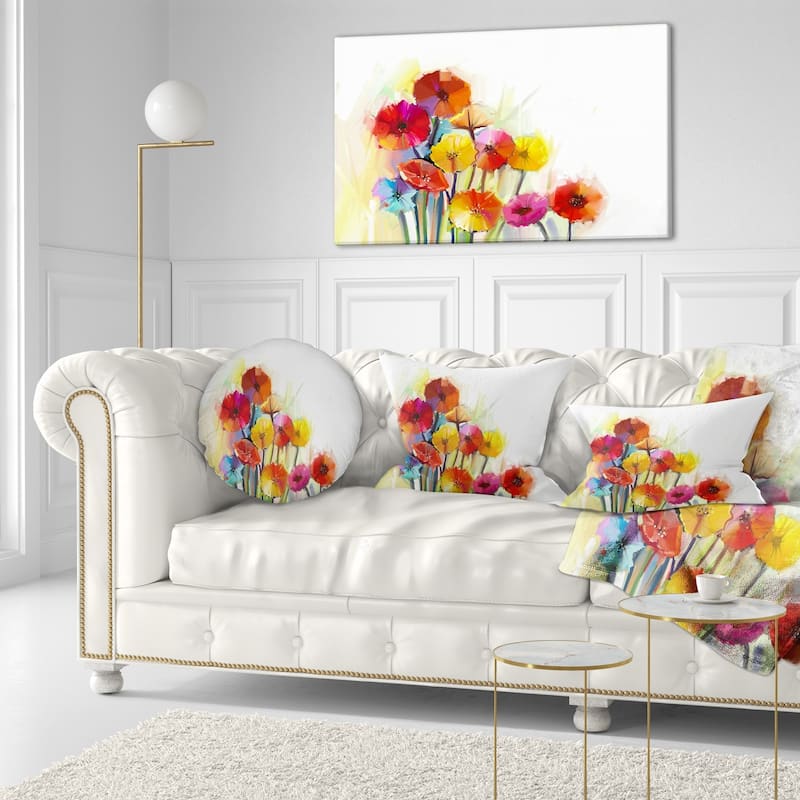 Designart 'Colorful Gerbera Flowers Watercolor' Floral Throw Pillow