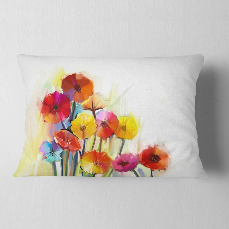 Designart 'Colorful Gerbera Flowers Watercolor' Floral Throw Pillow
