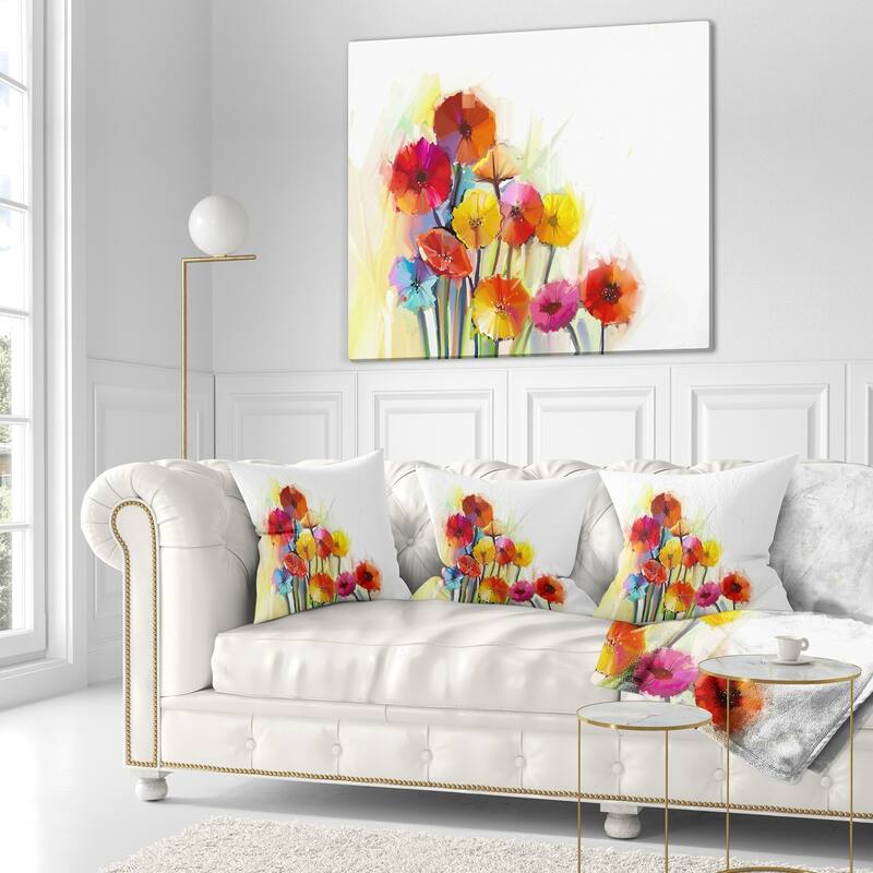 Designart 'Colorful Gerbera Flowers Watercolor' Floral Throw Pillow