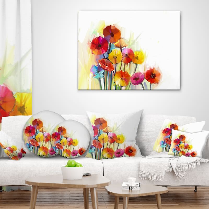 Designart 'Colorful Gerbera Flowers Watercolor' Floral Throw Pillow