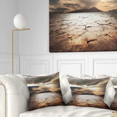Designart 'Drought Land with Cloudy Sunset' Landscape Printed Throw Pillow