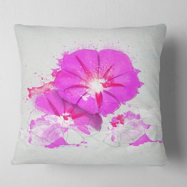 Shop Designart Pink Flowers Sketch With Color Splashes Floral Throw Pillow Free Shipping On Orders Over 45 Overstock 20951407