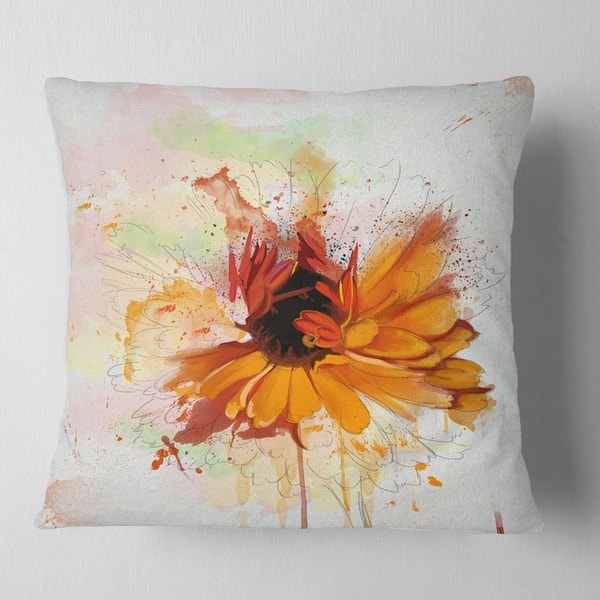 Shop For Designart Sunflower Drawing With Paint Splashes Floral Throw Pillow Get Free Shipping On Everything At Overstock Your Online Home Decor Outlet Store Get 5 In Rewards With Club O 20951412