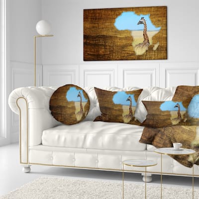 Designart 'Africa Wildlife Map Design' Abstract Throw Pillow