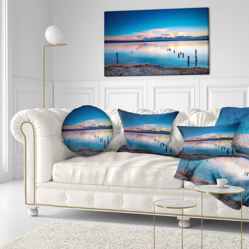 Designart 'Bright Blue Sky and Blue Waters' Seashore Throw Pillow