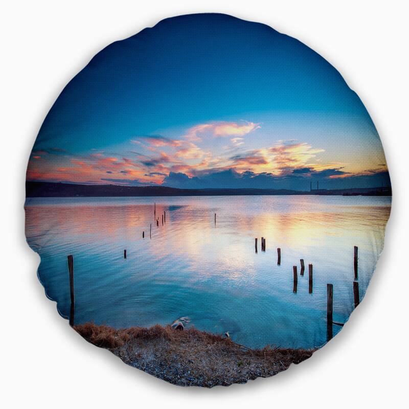 Designart 'Bright Blue Sky and Blue Waters' Seashore Throw Pillow