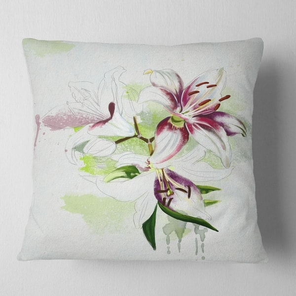 Designart Colorful Flowers With Color Splashes Floral Throw Pillow On Sale Overstock 20951468