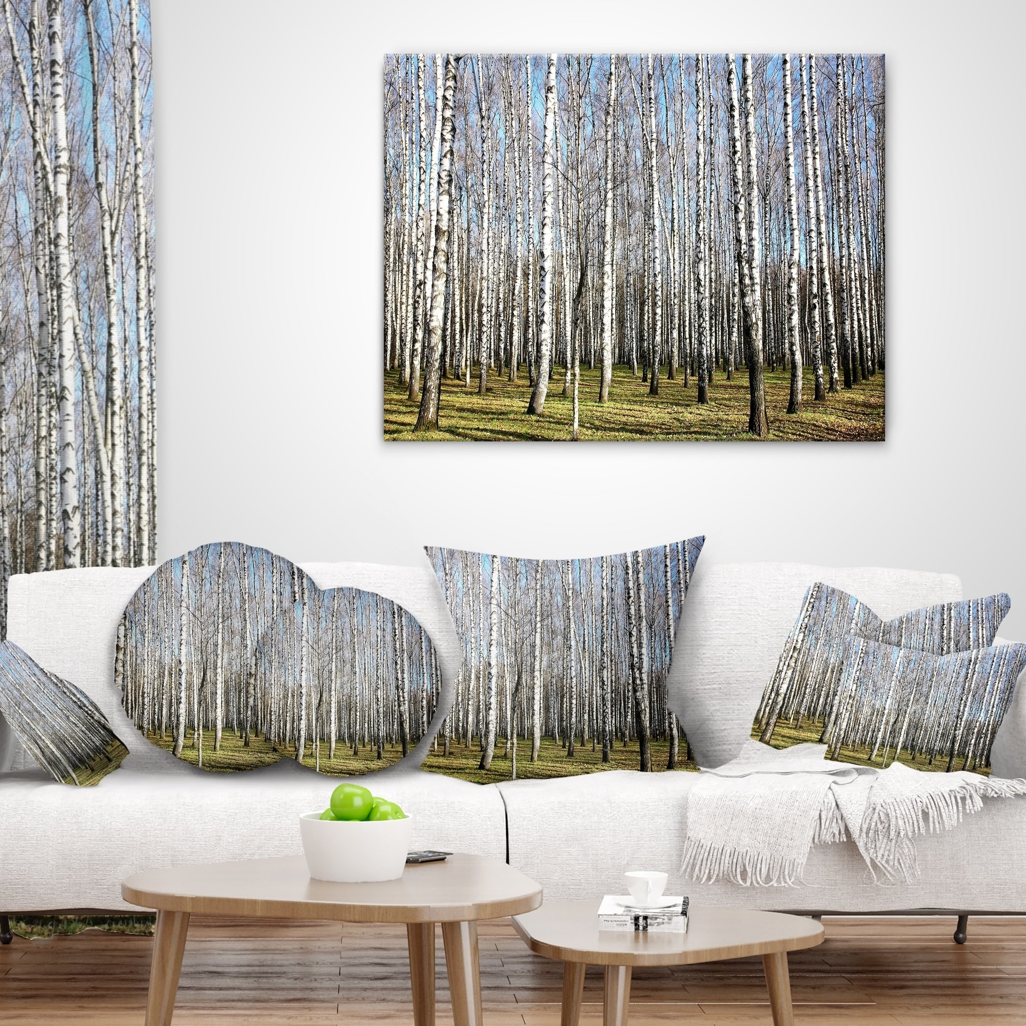 Insert Printed On Both Side Designart CU13993-20-20-C Sunny November Day in Birch Grow Modern Forest Round Cushion Cover for Living Room Sofa Throw Pillow 20