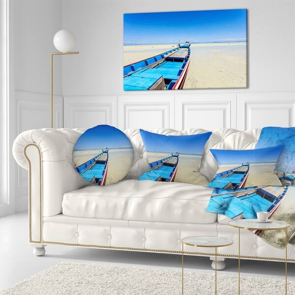 Designart 'Long Tail Boat Stand at the Beach' Seashore Throw Pillow ...