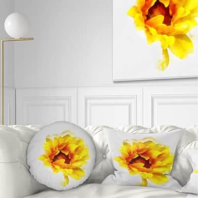 Designart 'Yellow Watercolor Sunflower' Floral Throw Pillow