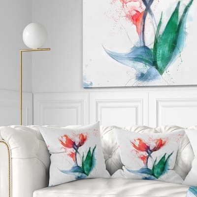 Designart 'Red Hand drawn Tulips Sketch' Floral Throw Pillow