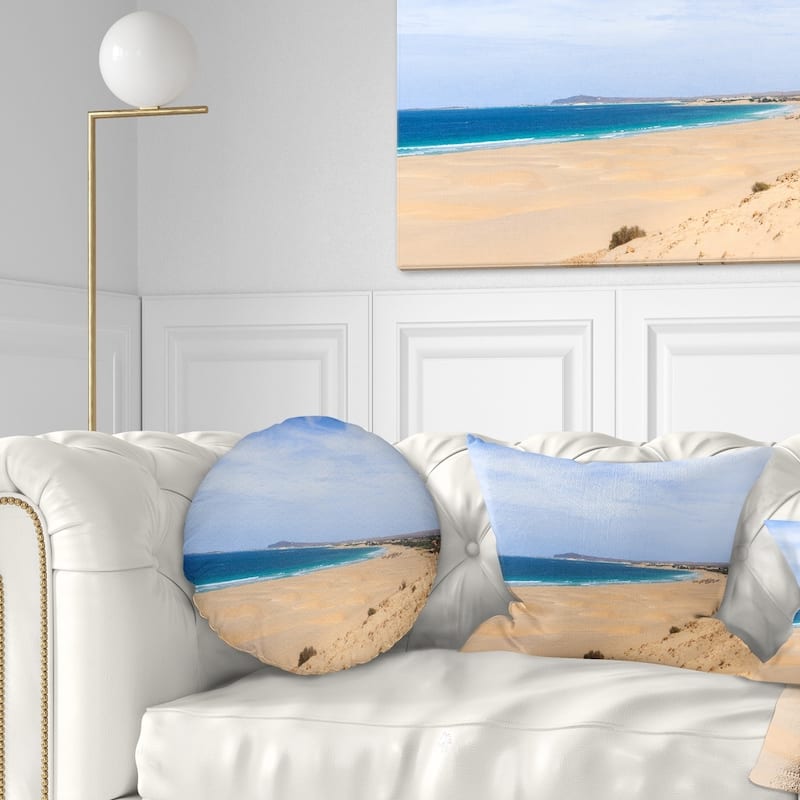 Designart 'Sea and Clouds in Blue Sky' Seashore Throw Pillow - Round - 16 inches round - Small