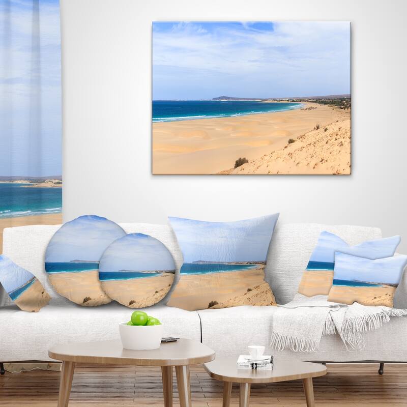 Designart 'Sea and Clouds in Blue Sky' Seashore Throw Pillow