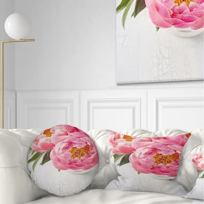 Designart 'Full Bloom Pink Peony Flowers' Floral Throw Pillow