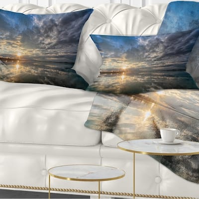Designart 'Sunset with Dramatic Sky and Sea' Seashore Throw Pillow