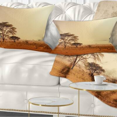 Designart 'Trees in Large African Landscape' African Landscape Printed Throw Pillow