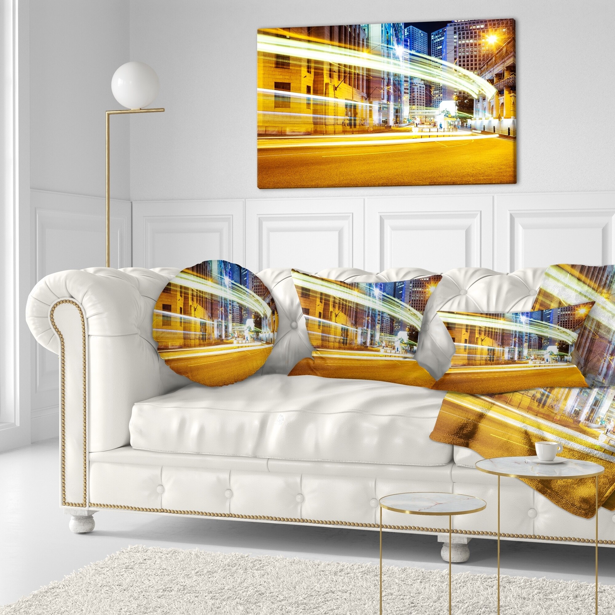 Sofa Throw Pillow 18 x 18 Designart CU14722-18-18 Blur Motion Traffic Trail in Modern City Cushion Cover for Living Room