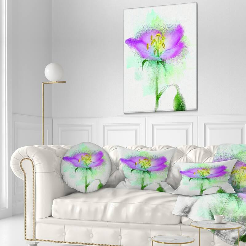 Designart 'Beautiful Purple Watercolor Flower' Floral Throw Pillow