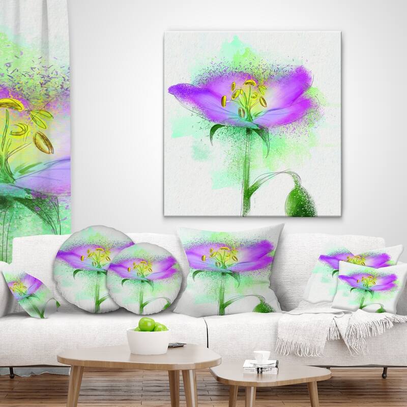 Designart 'Beautiful Purple Watercolor Flower' Floral Throw Pillow