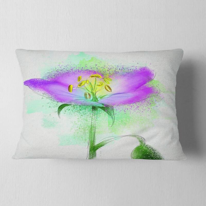Designart 'Beautiful Purple Watercolor Flower' Floral Throw Pillow