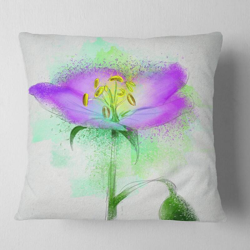 Designart 'Beautiful Purple Watercolor Flower' Floral Throw Pillow