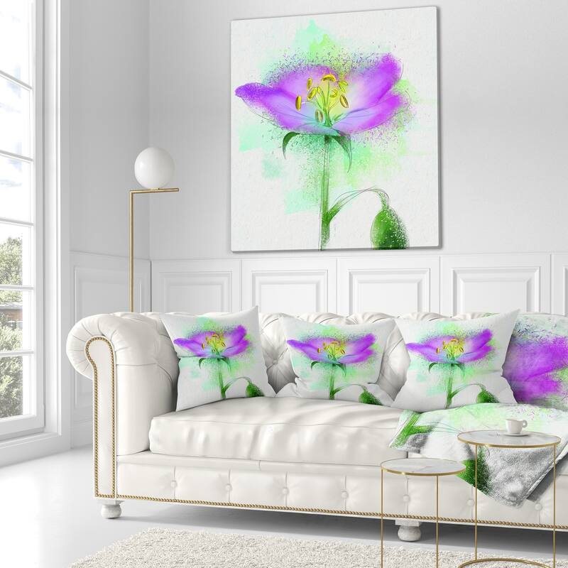 Designart 'Beautiful Purple Watercolor Flower' Floral Throw Pillow