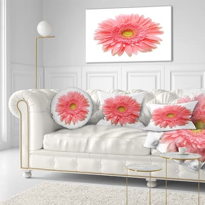 Designart 'Single Daisy on White Background' Floral Throw Pillow