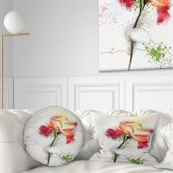 Designart Beautiful Rose Illustration Drawing Floral Throw Pillow On Sale Overstock 20951607