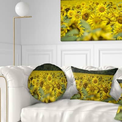 Designart 'Bright Yellow Sunflowers Field' Floral Throw Pillow