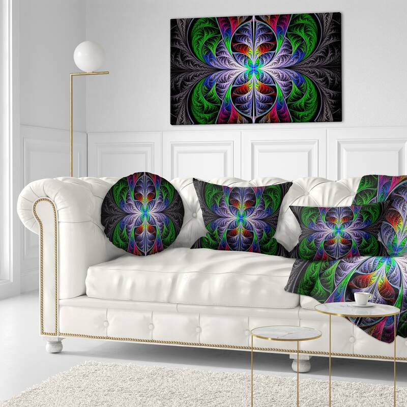 Designart 'Beautiful Fractal Stained Glass' Abstract Throw Pillow Bed