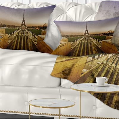 Designart 'Beautiful View of Paris Eiffel Tower' Landscape Printed Throw Pillow