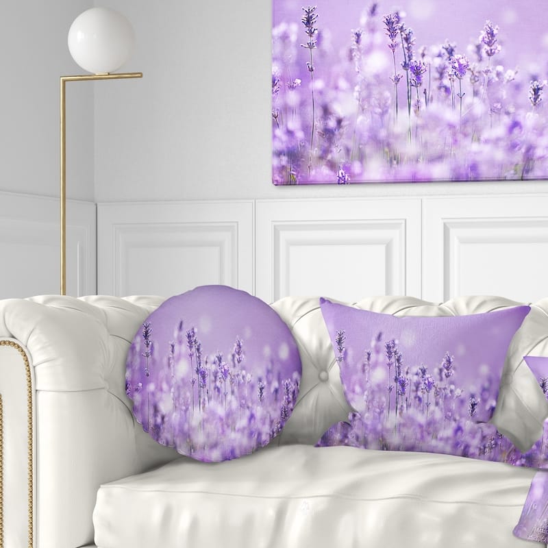 Designart 'Stunning Purple Lavender Field' Landscape Printed Throw Pillow