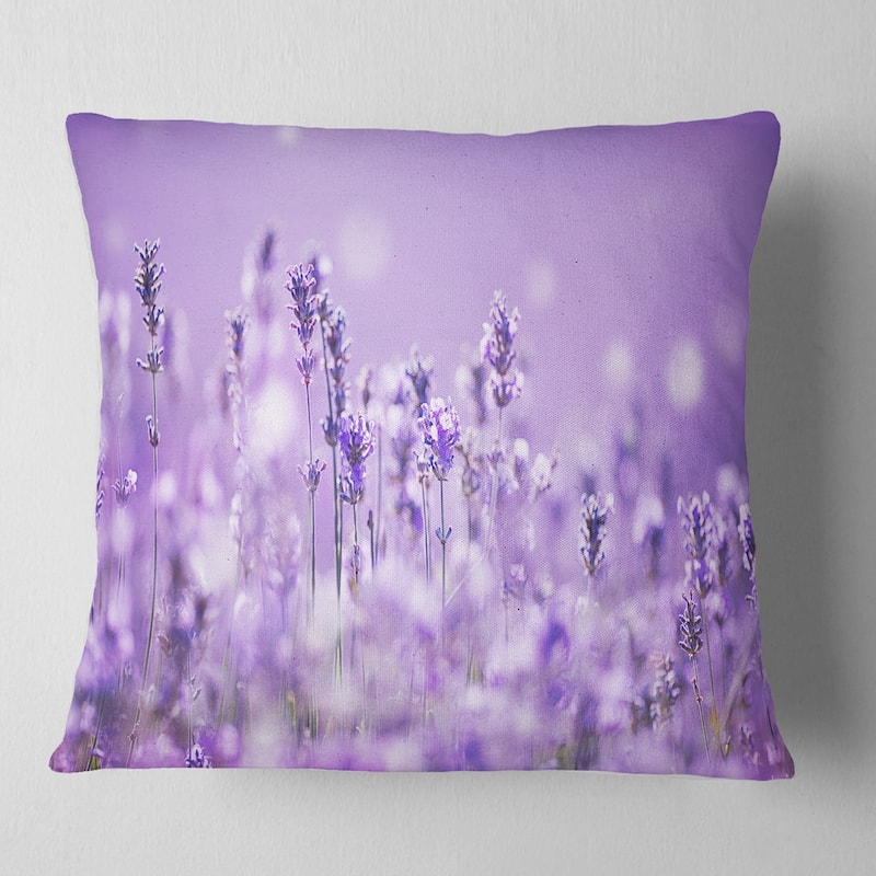 Designart 'Stunning Purple Lavender Field' Landscape Printed Throw Pillow - Square - 16 in. x 16 in. - Small