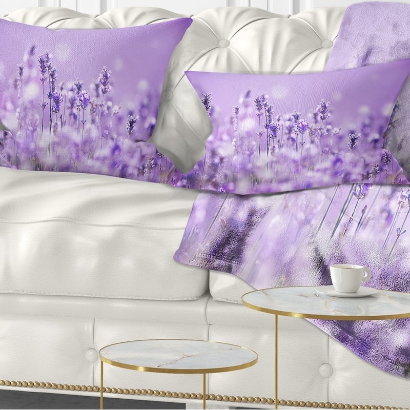 Designart 'Stunning Purple Lavender Field' Landscape Printed Throw Pillow - Rectangle - 12 in. x 20 in. - Medium