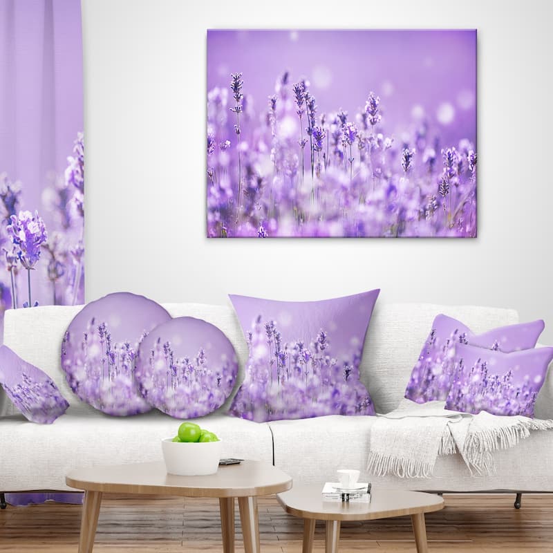 Designart 'Stunning Purple Lavender Field' Landscape Printed Throw Pillow