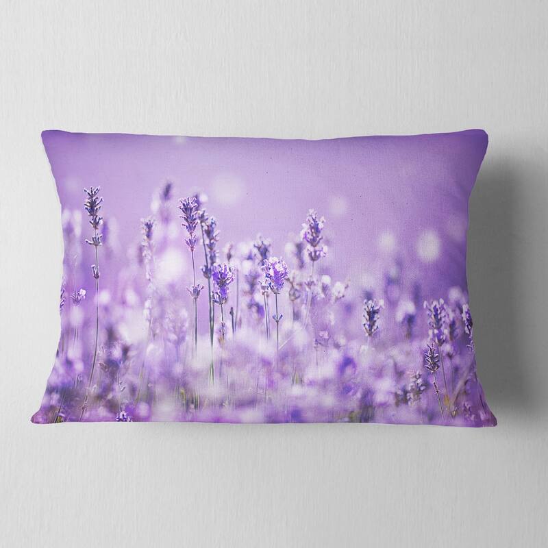 Designart 'Stunning Purple Lavender Field' Landscape Printed Throw Pillow