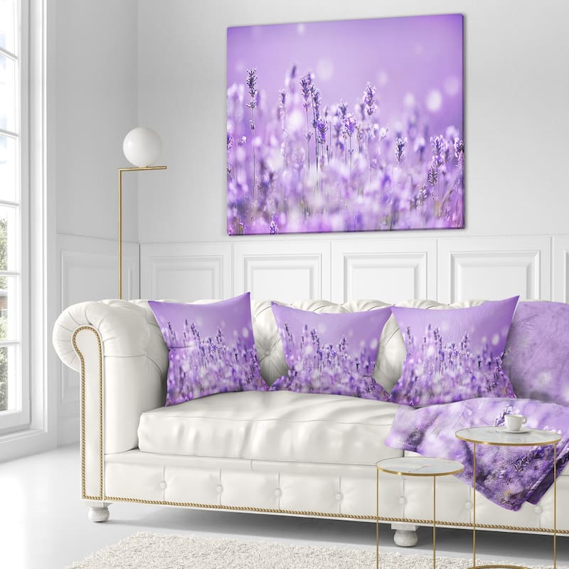 Designart 'Stunning Purple Lavender Field' Landscape Printed Throw Pillow