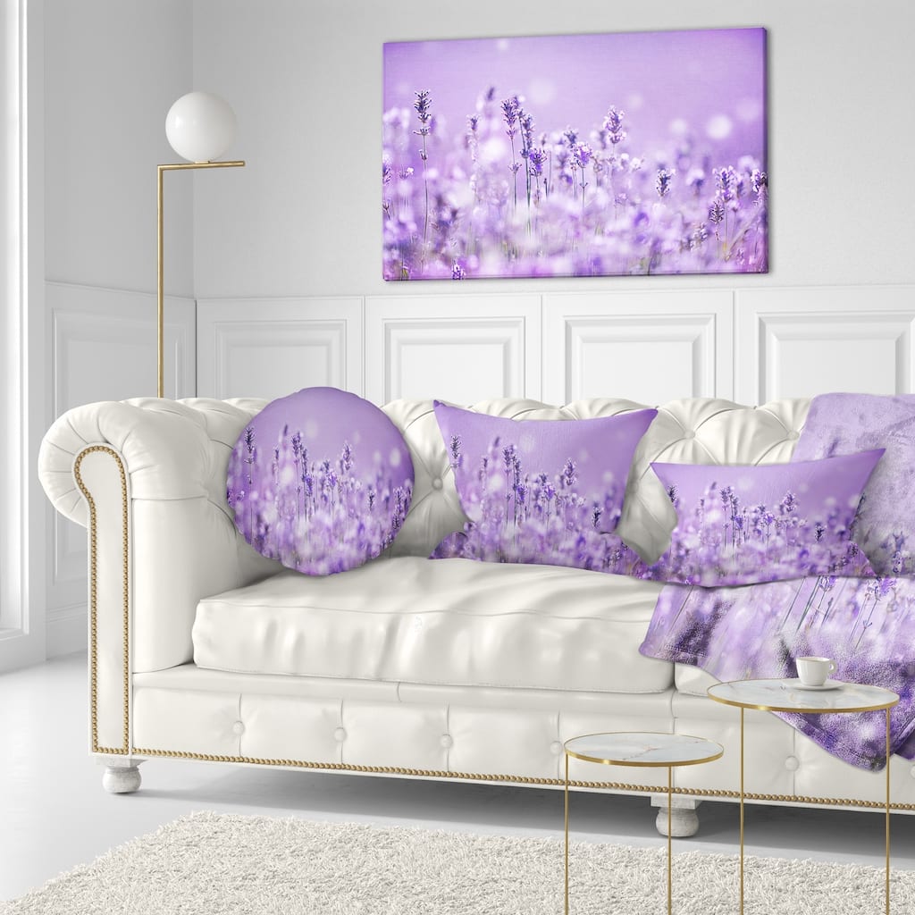 Designart 'Stunning Purple Lavender Field' Landscape Printed Throw Pillow