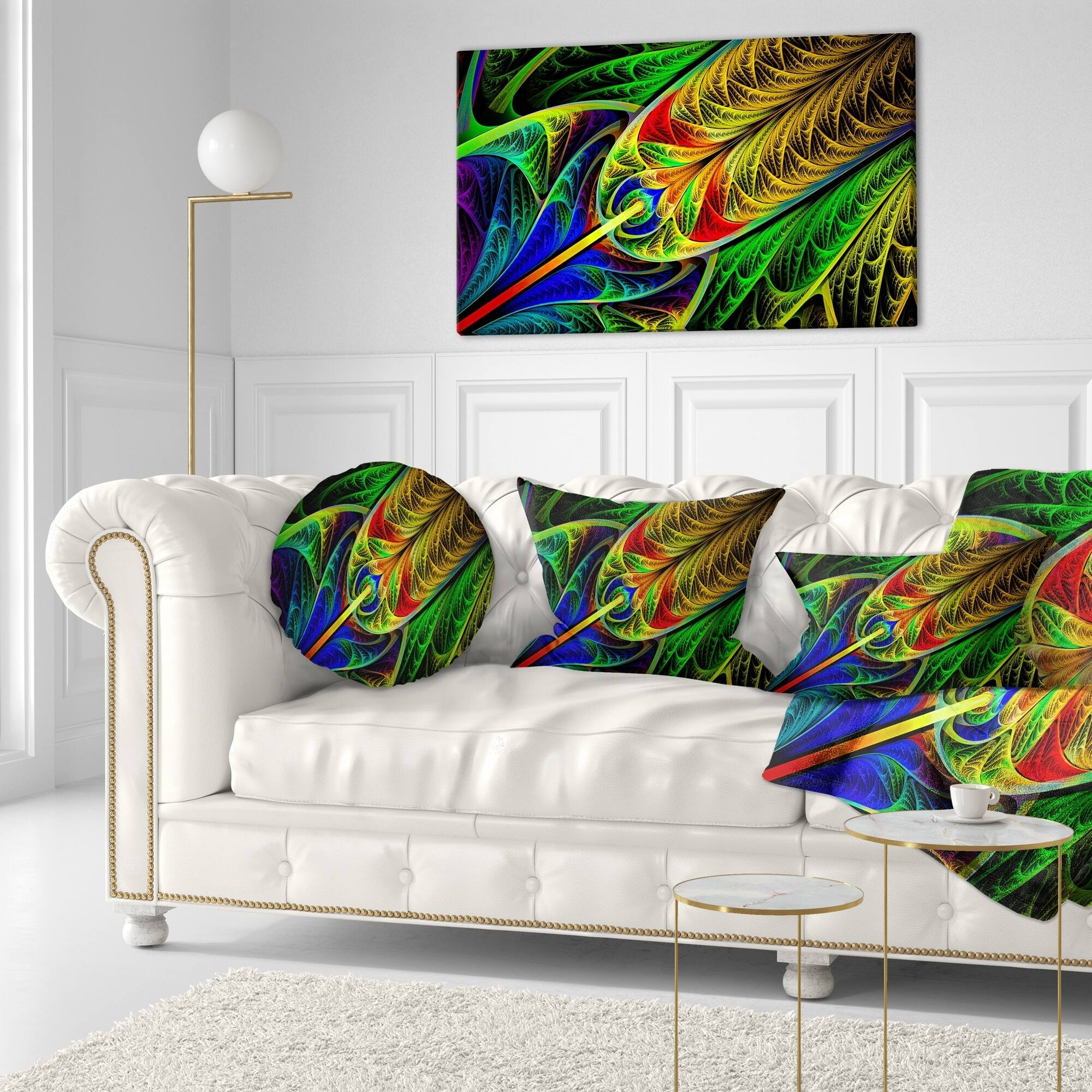 Designart 'Stained Glass with Glowing Designs' Abstract Throw Pillow