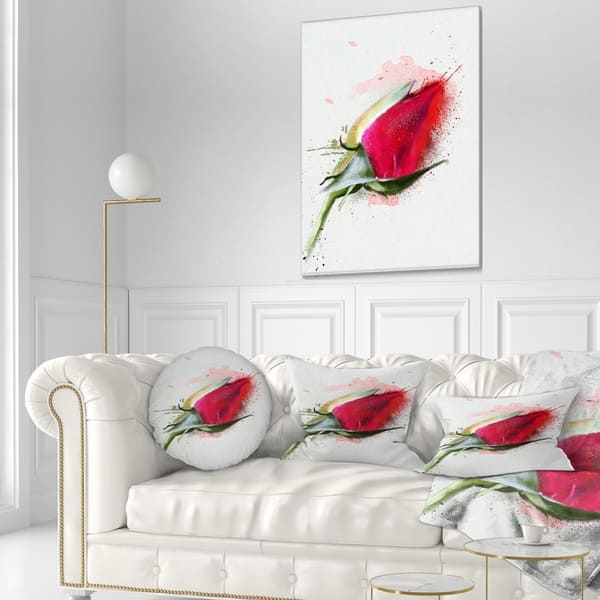 Shop Designart Red Rose Bud Watercolor Sketch Flowers