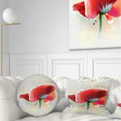 Designart 'Beautiful Red Watercolor Poppy' Flowers Throw Pillowwork