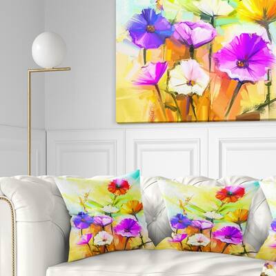 Designart 'Colorful Gerbera Flowers Painting' Floral Throw Pillow
