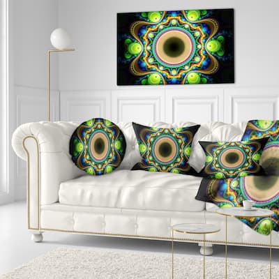 Designart 'Green Fractal Pattern with Circles' Abstract Throw Pillow