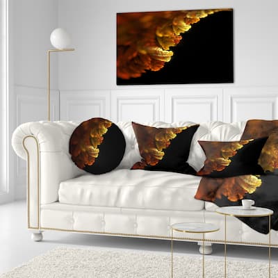 Designart 'Abstract Yellow Flower on Black' Floral Throw Pillow