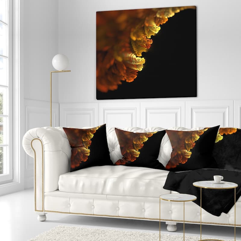 Designart 'Abstract Yellow Flower on Black' Floral Throw Pillow