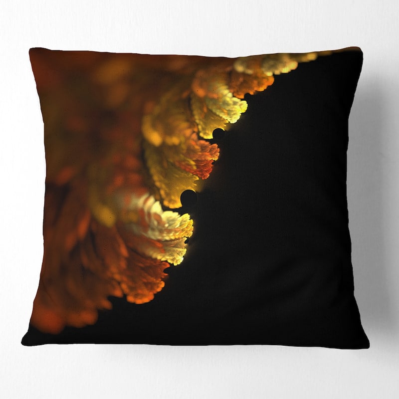 Designart 'Abstract Yellow Flower on Black' Floral Throw Pillow - Square - 26 in. x 26 in. - Large