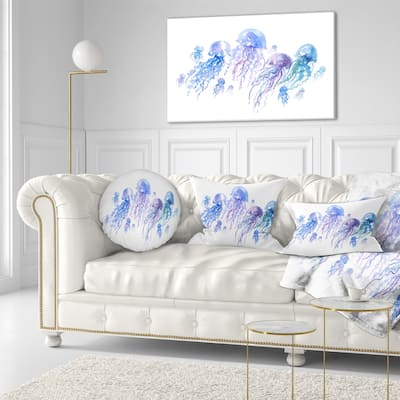 Designart 'Blue Purple Jellyfish Group' Abstract Throw Pillow