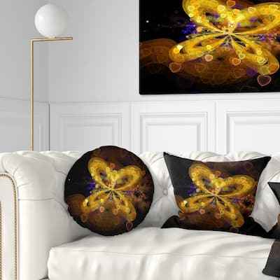 Designart 'Fractal Yellow Butterfly Pattern' Floral Throw Pillow