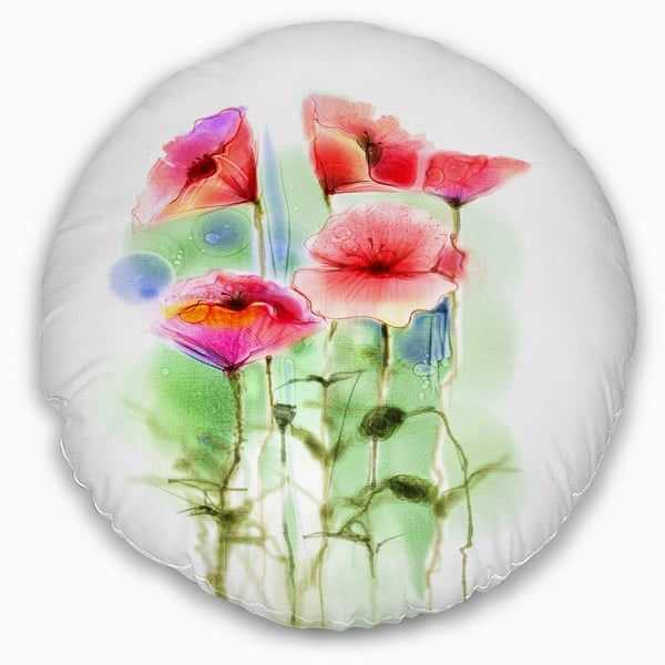 Designart Red Poppy Flowers Watercolor Sketch Floral Throw Pillow On Sale Overstock 20951771